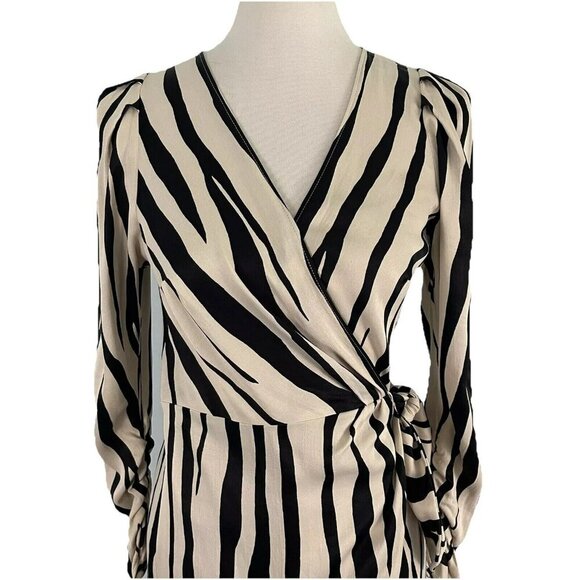 ZARA Long Sleeve Playsuit Romper Wrap Evening Party Cocktail Dress Small - Picture 4 of 12